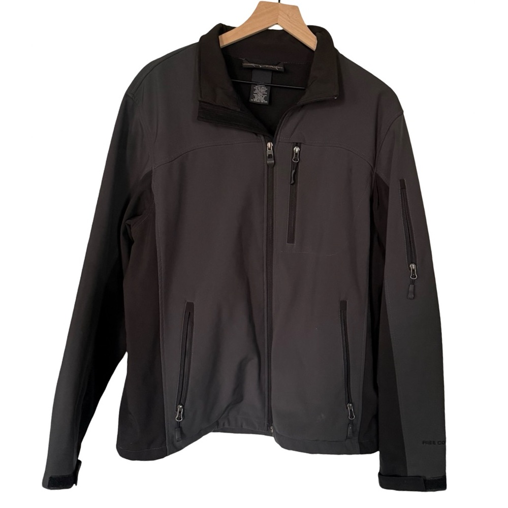 Free Country Black Softshell Jacket Mens‎ Medium Full Zip Outdoor Coat